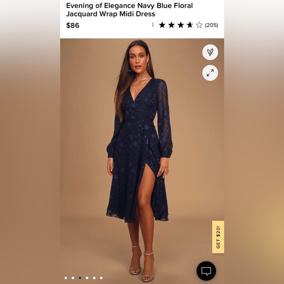 evening of elegance navy blue floral jacquard wrap midi dress Navy Floral Jacquard Midi Dress - All Dresses main image 0